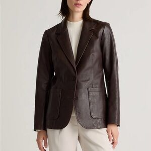 Chocolate Brown 100% Leather Blazer